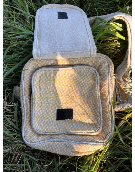 Ethno kabelka z konope - žlto biela